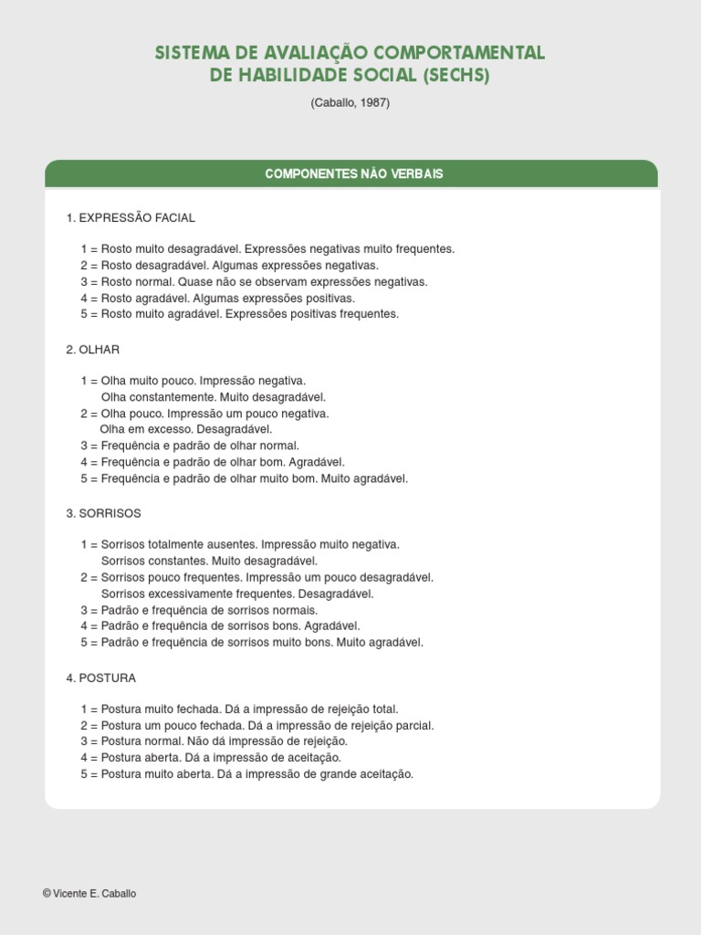 Avaliação Comportamental de Habilidades Sociais | PDF | Comportamento ...