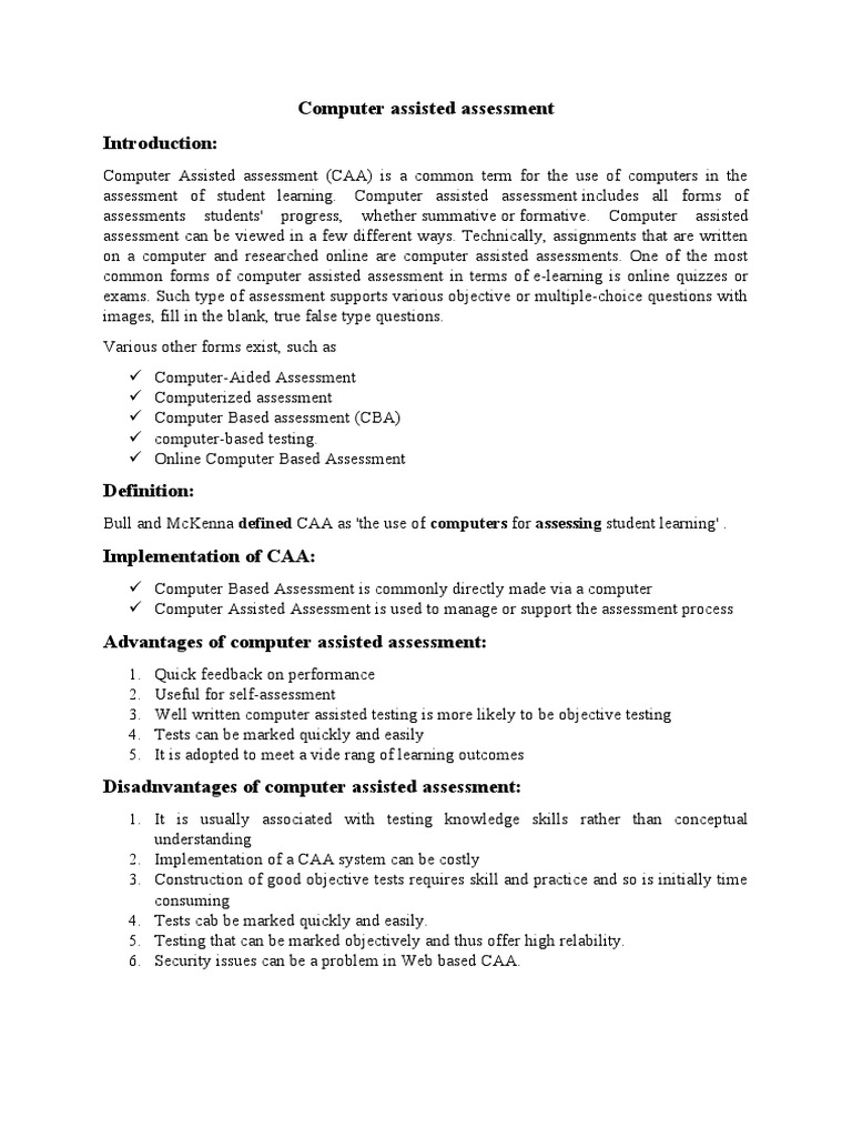 Computer Assisted Assessment | PDF | Educational Assessment | Interview