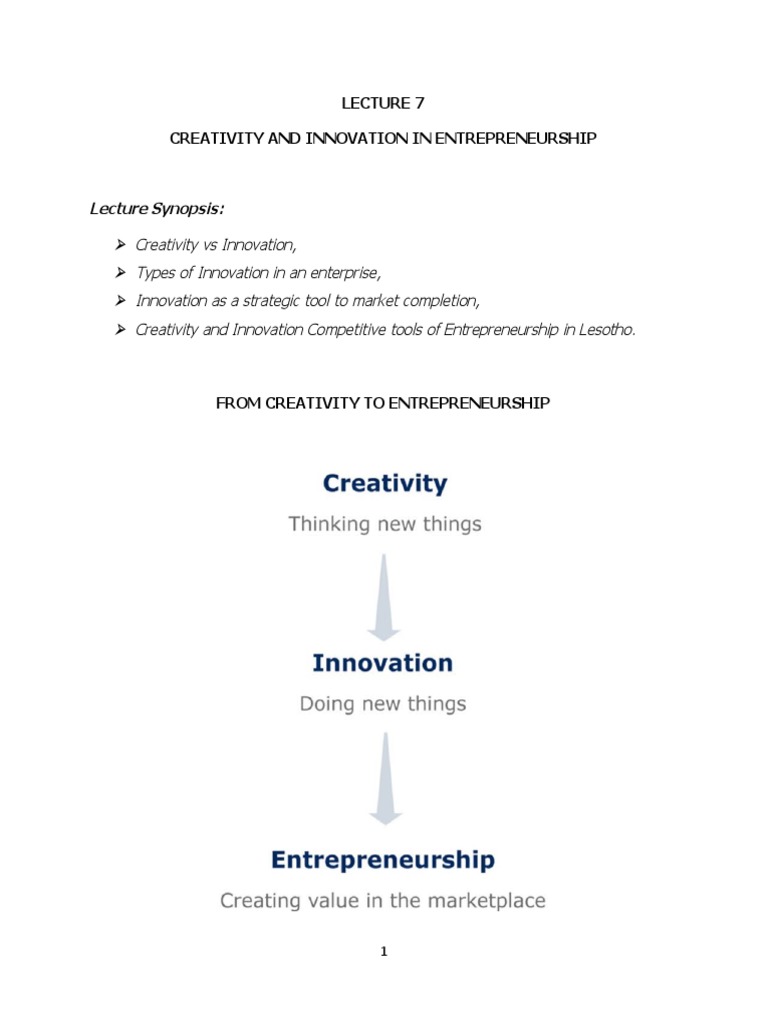 Creativity and Innovation in Entrepreneurship | PDF | Innovation ...