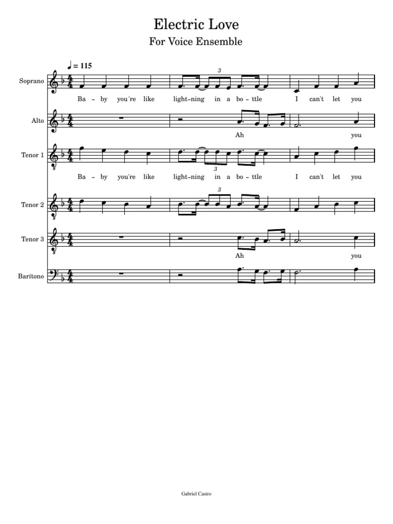 Electric Love For Voice Ensemble PDF Vocal Music Singing