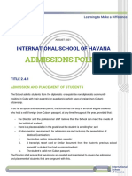 Admissions Policy: International School of Havana