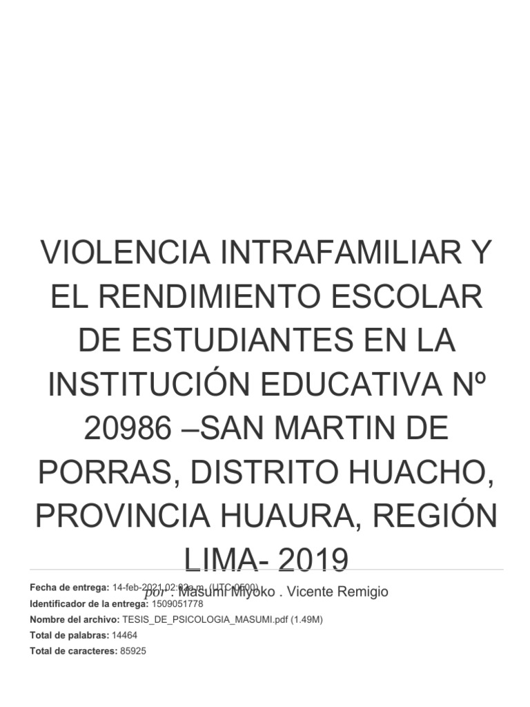 Impacto de la Violencia Familiar en Estudiantes | PDF