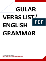 Irregular Verbs List/ English Grammar