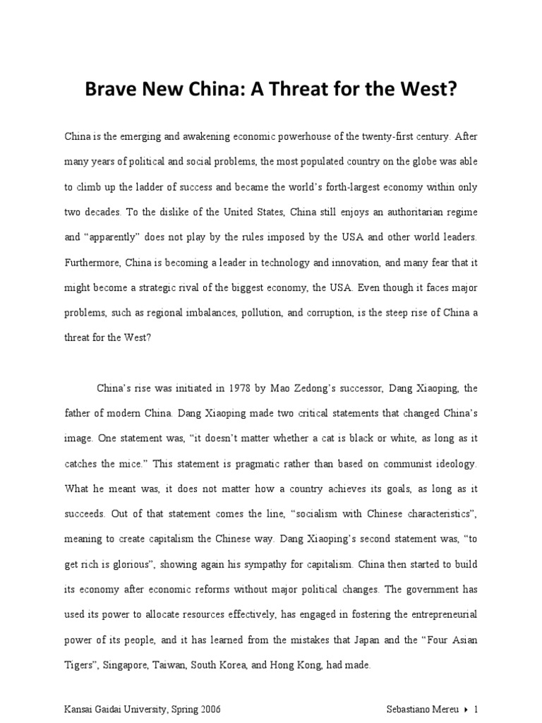 Facing up to the china threat picture