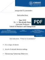 Managerial Economics: June 2020 Dr. A. Shivakanth Shetty Associate Professor School of Business and Management