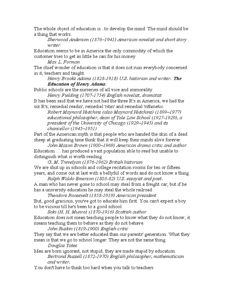 Quotation of Education | PDF | Writers