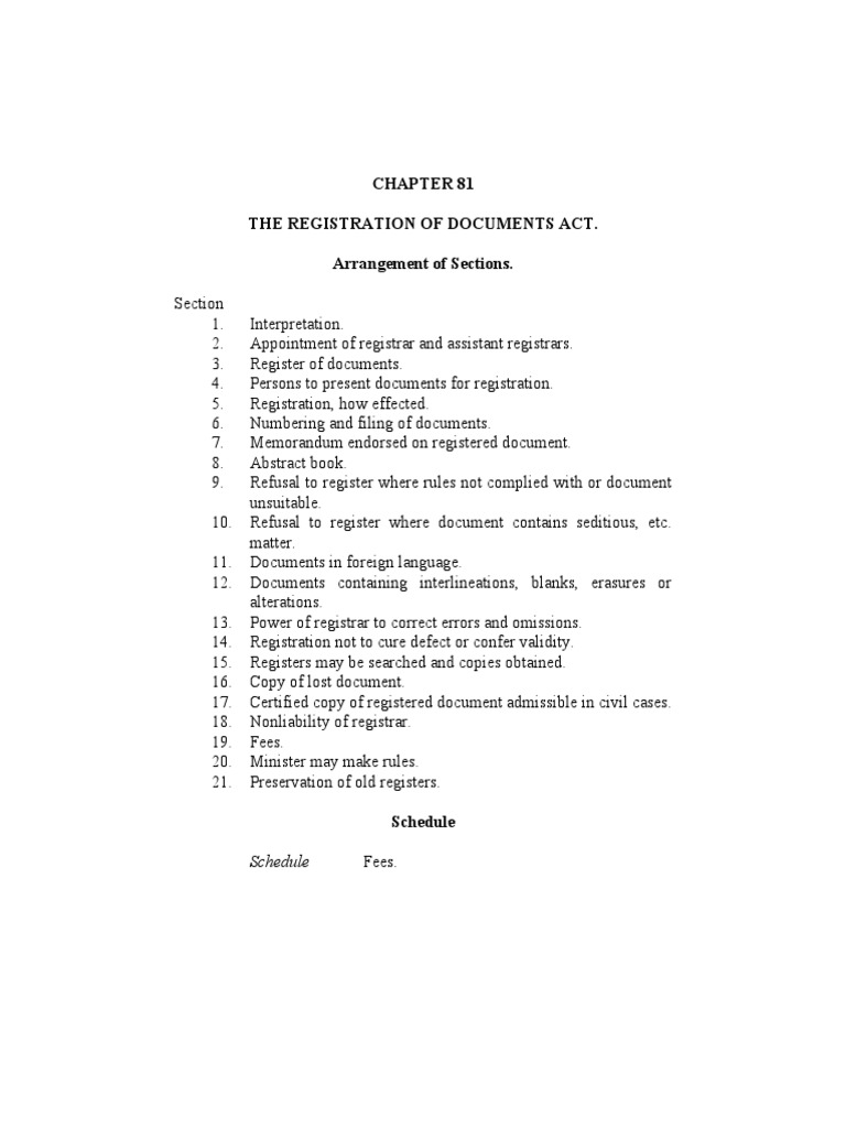 Registration of Documents Act Cap. 81 PDF Lawsuit Evidence