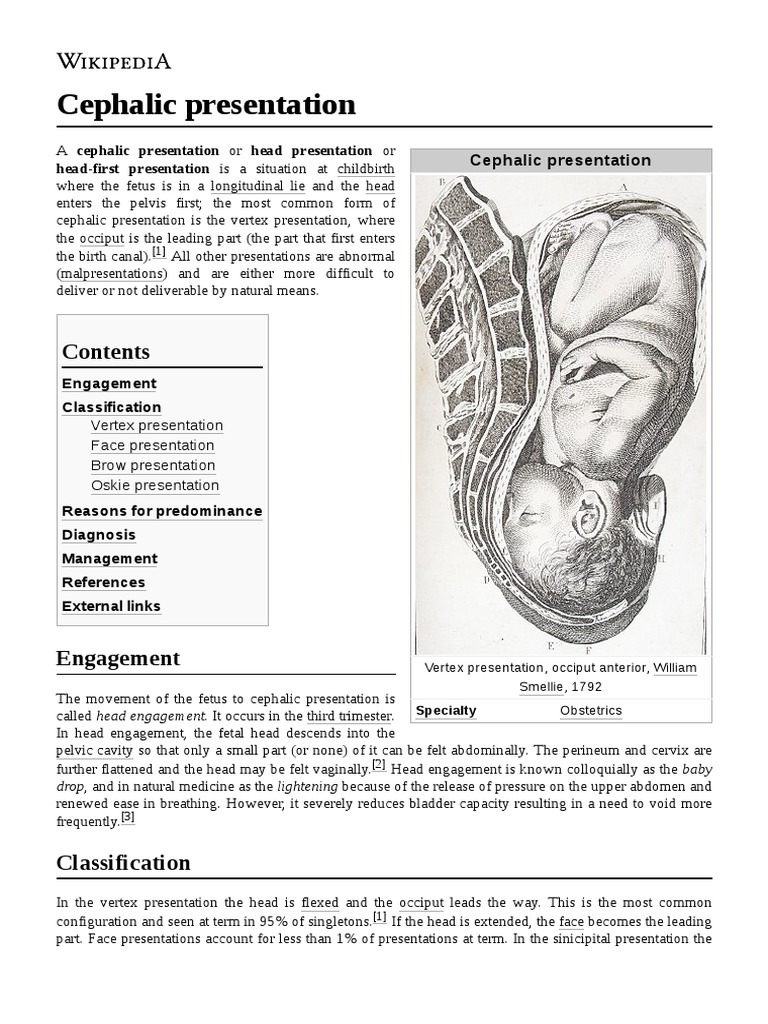 definition of a cephalic presentation