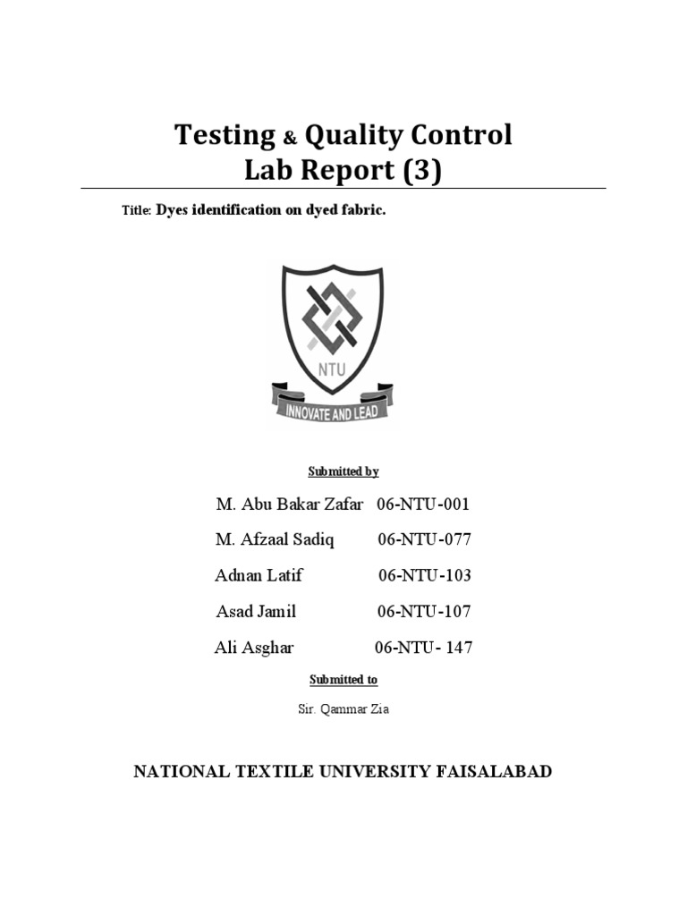 Textile Dye Analysis Report | PDF | Dye | Dyeing
