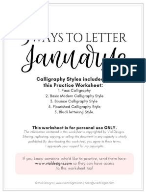 How to Learn Modern Calligraphy Workbook by Vial Designs