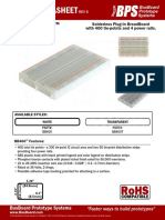 Product Datasheet: Solderless Plug-In Breadboard With 400 Tie-Points and 4 Power Rails