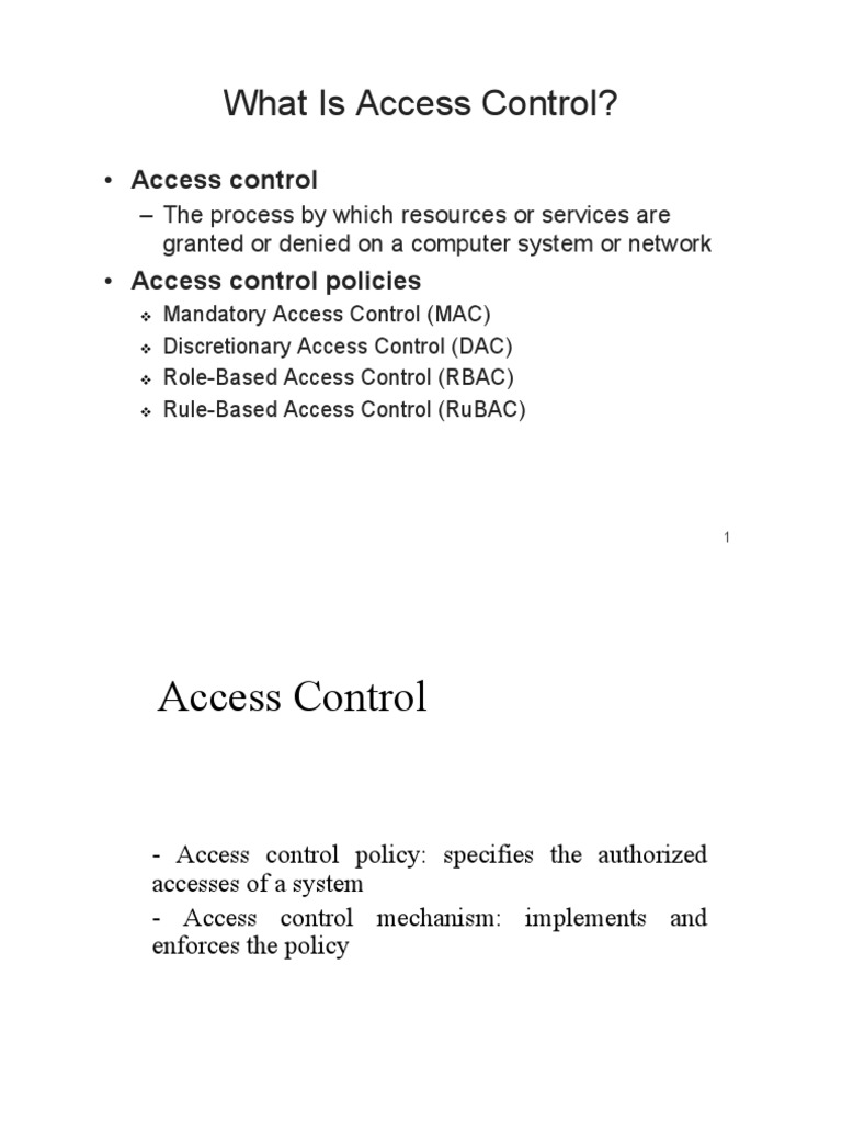 Access Control | PDF | Computer Access Control | Computer Science