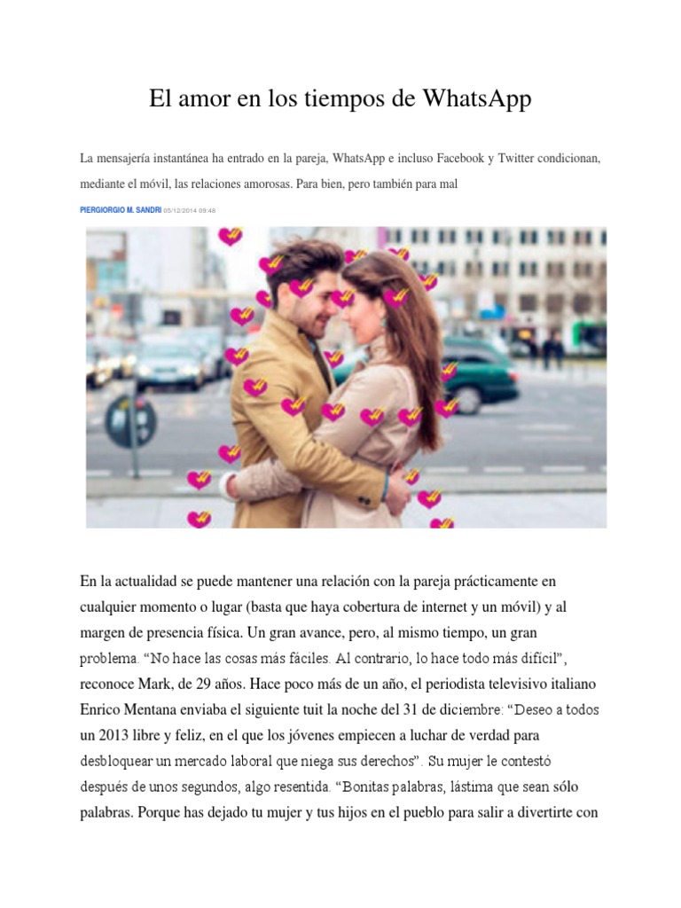 El Amor en Los Tiempos de WP | PDF | Ciencias sociales | Relaciones ...