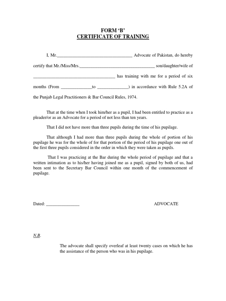 Form B Certificate of Training | PDF | Politics | Social Science