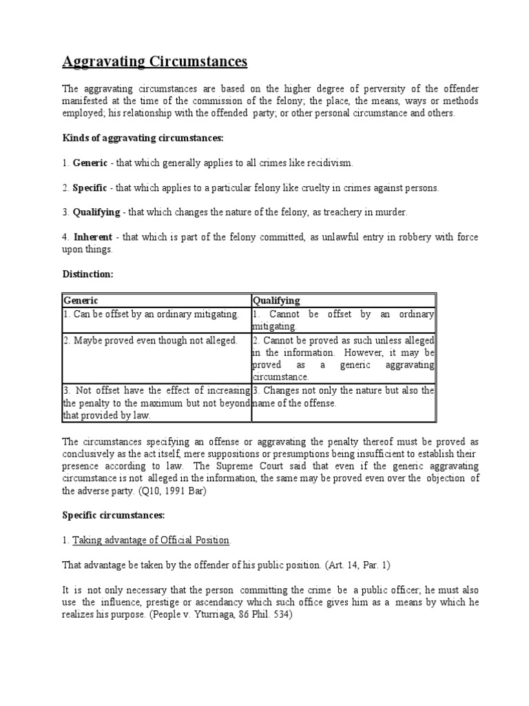 Types of Aggravating Circumstances | PDF