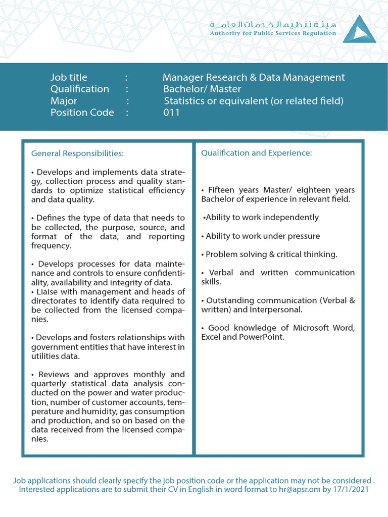 Manager Research & Data Management Role | PDF | Computers