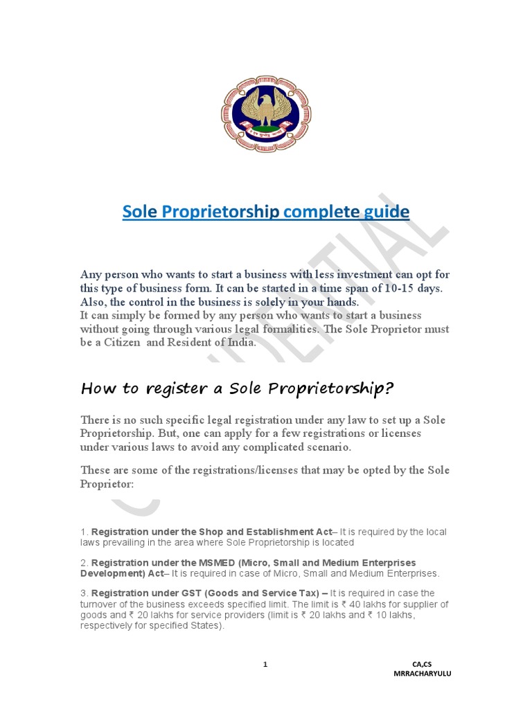 Start Sole Proprietorship Business Quickly | PDF | Sole Proprietorship ...
