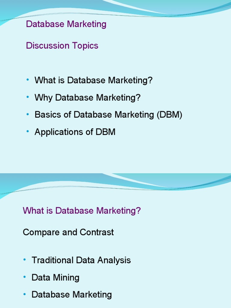 Data Base Marketing | PDF | Marketing | Databases