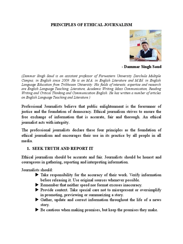 Ethical Journalism Guidelines | PDF | Journalism | News