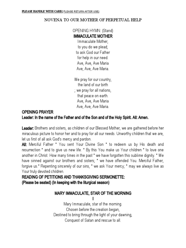 Novena To Our Mother of Perpetual Help | PDF | Mary, Mother Of Jesus ...
