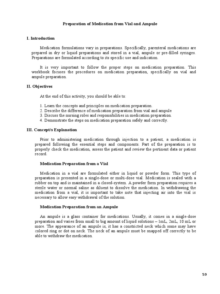 Preparation of Medication From Vial and Ampule PDF Syringe