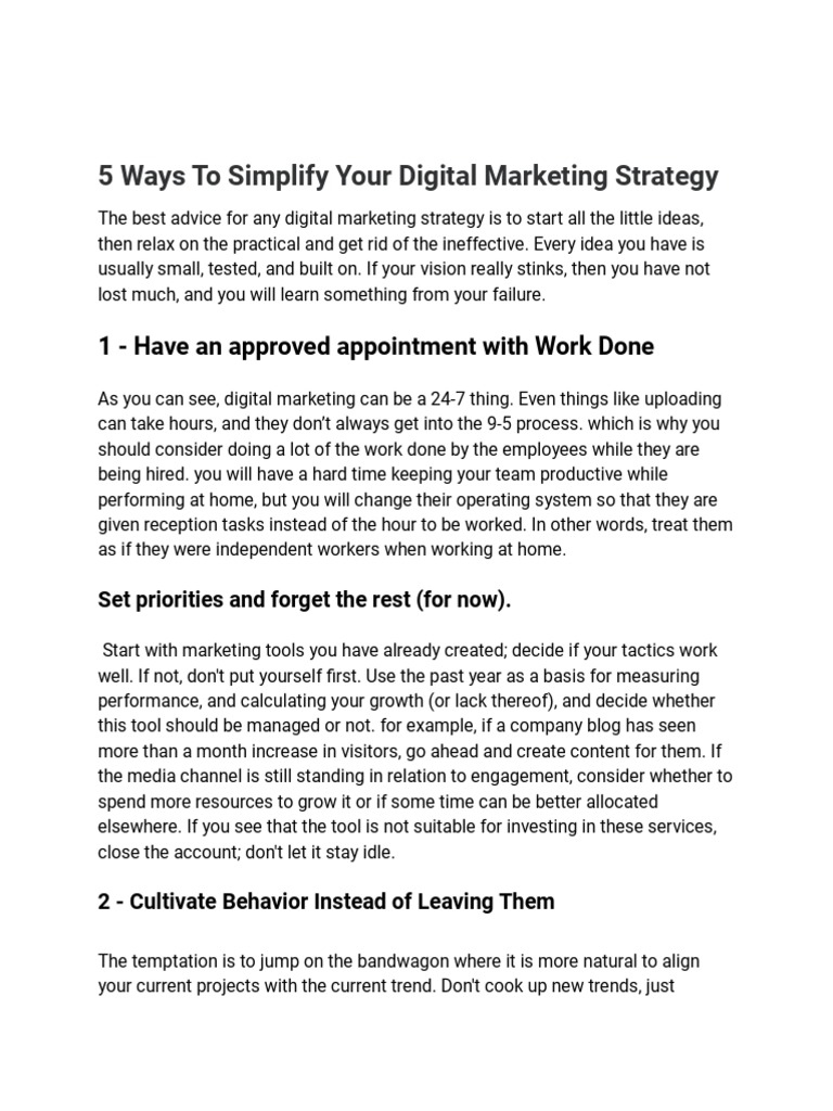 5 Ways To Simplify Your Digital Marketing Strategy | PDF | Digital ...