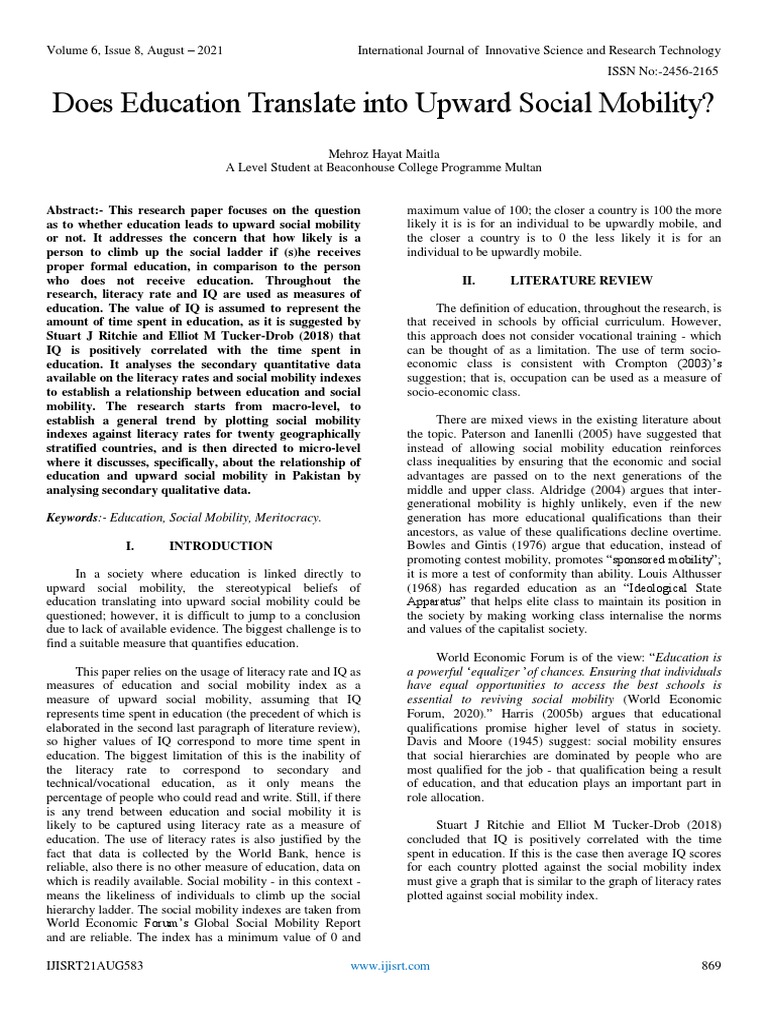 Education and Social Mobility Analysis | PDF | Social Mobility ...