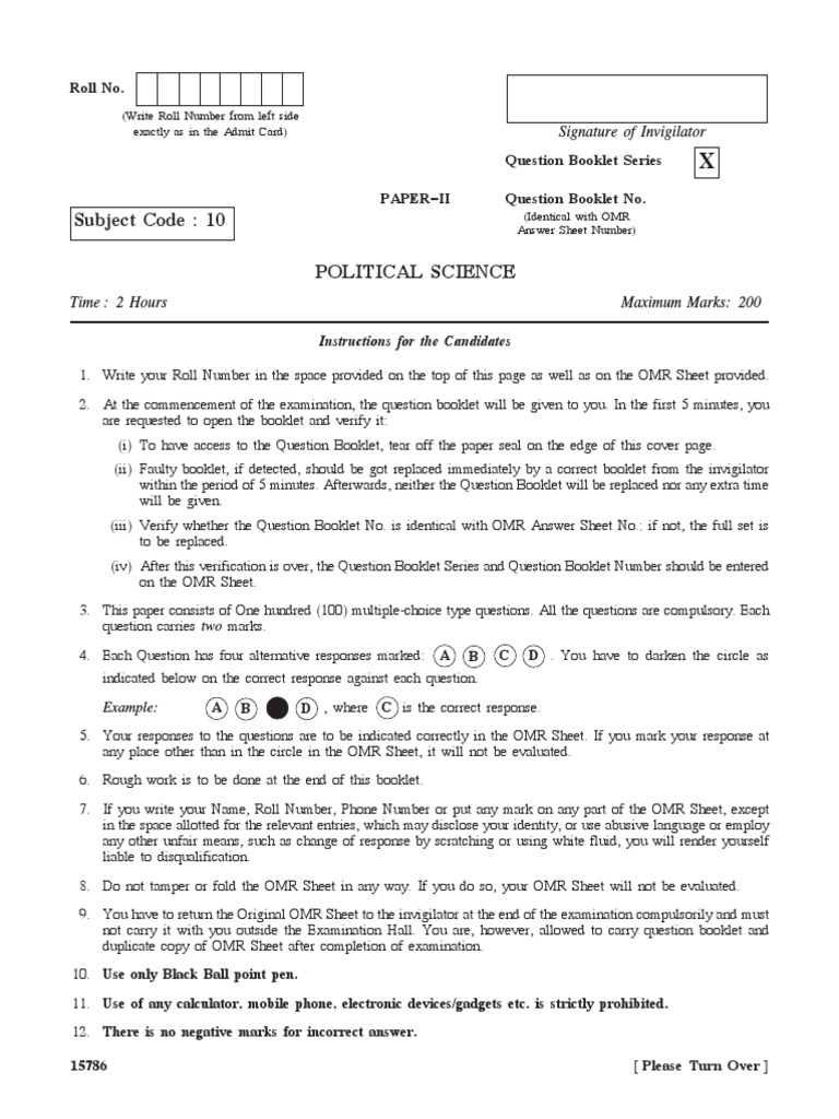 Political Science Exam Question Paper | PDF | Political Science