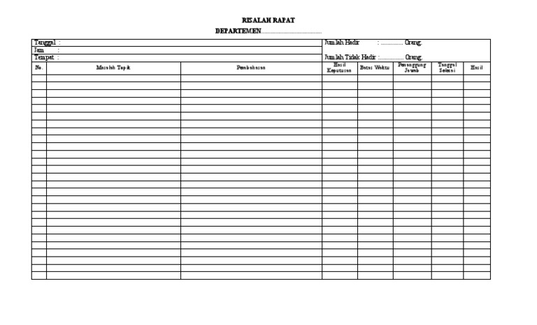 Contoh Format Risalah Rapat | PDF