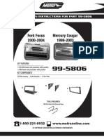 Ford Focus 2000-2004 Mercury Cougar 1999-2002: Installation Instructions For Part 99-5806