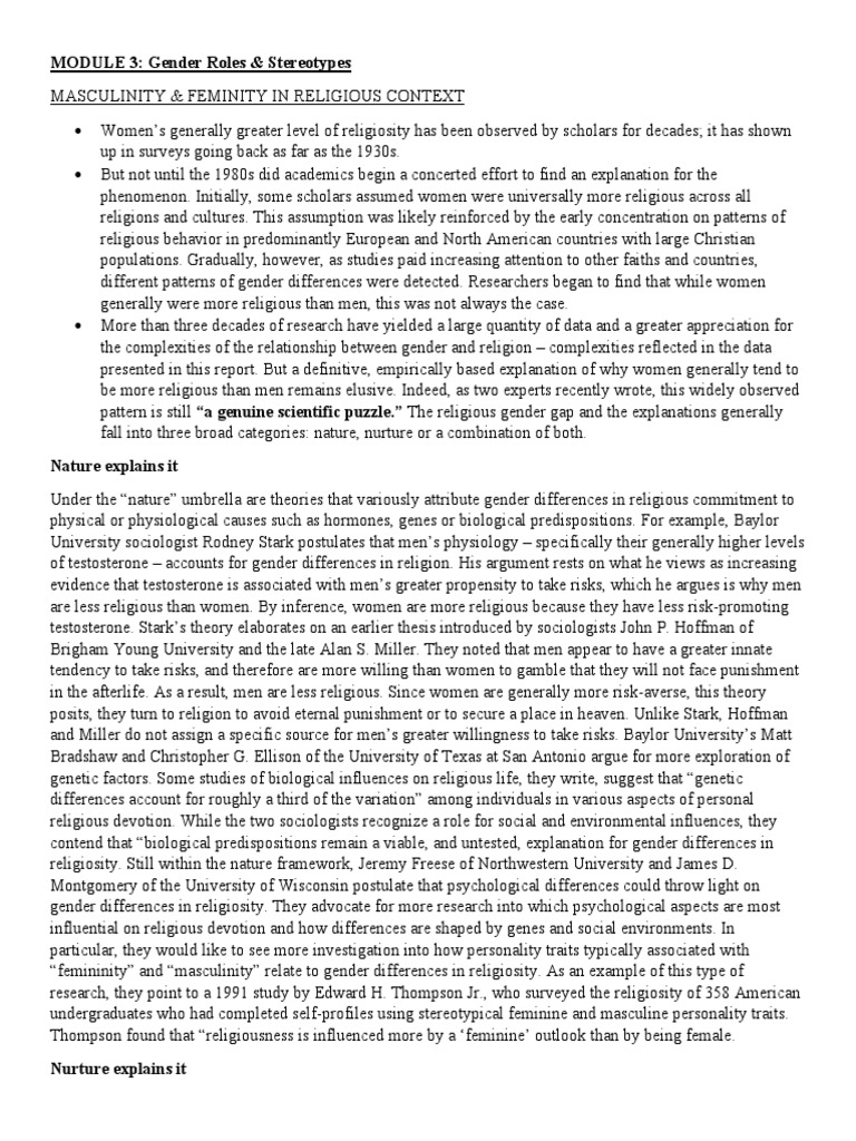MODULE 3: Gender Roles & Stereotypes | PDF | Gender | Gender Studies