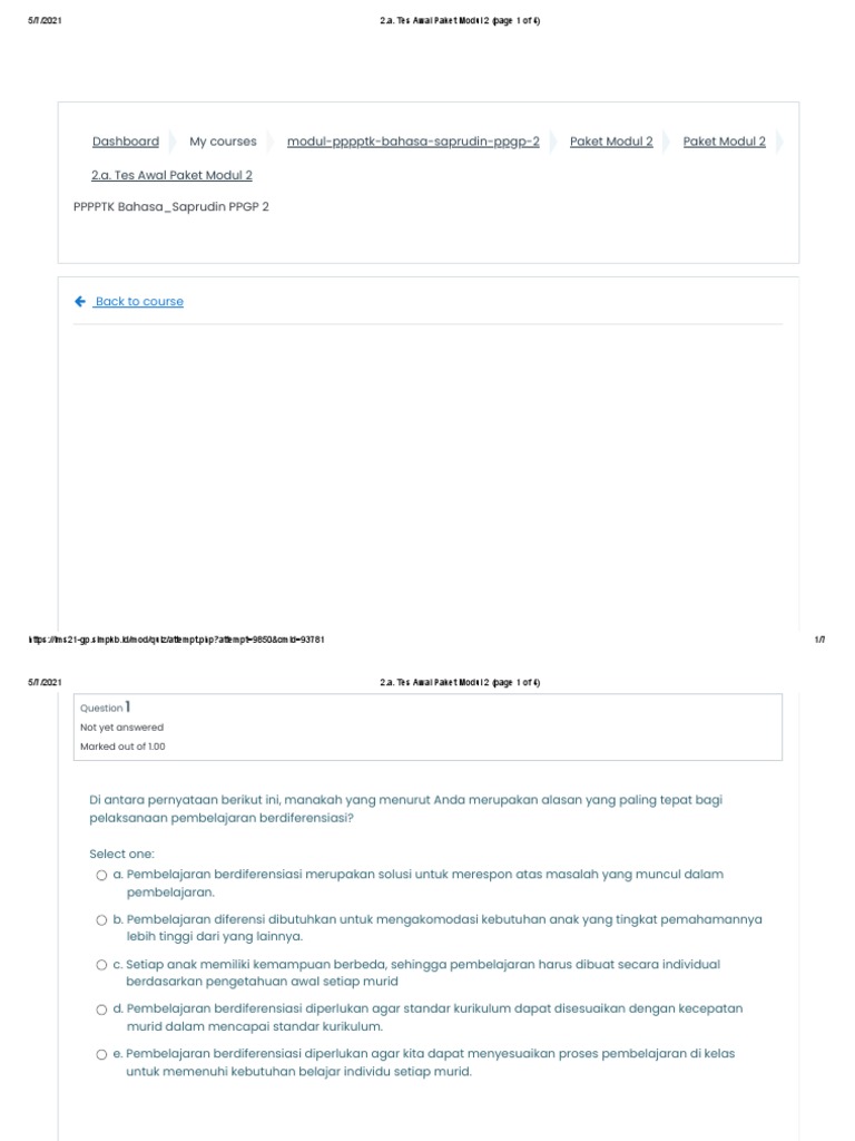 Tes Awal Pembelajaran Modul 2 | PDF