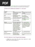 2) What Are The Differences Between C++ and Java?