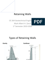 Retaining Walls: CE 264 Geotechnical Engineering Mark Albert H. Zarco 1 Semester 2019-2020