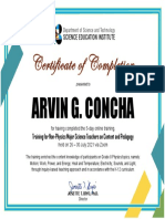 Certificate of Completion: Arvin G. Concha