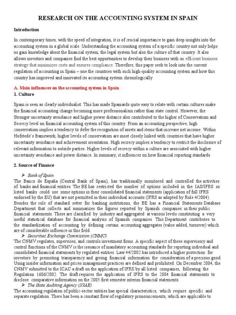Overview of Spain's Accounting System | PDF | International Financial ...