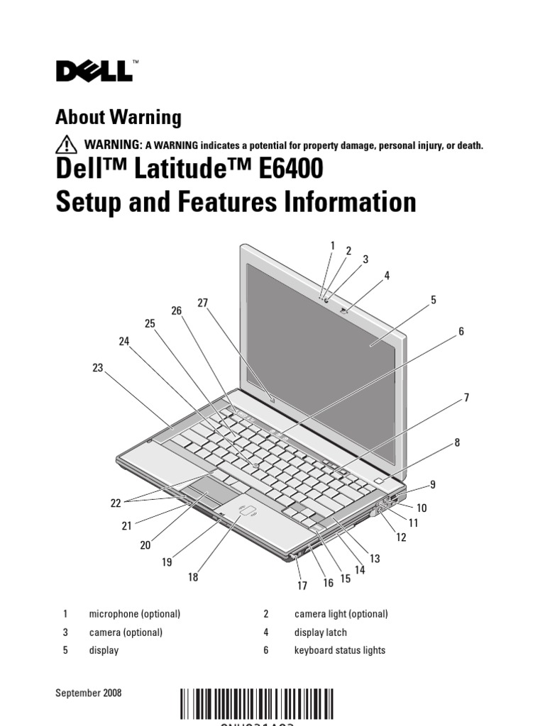 Dell Latitude E6400 Manual Guide Electrical Connector Alternating