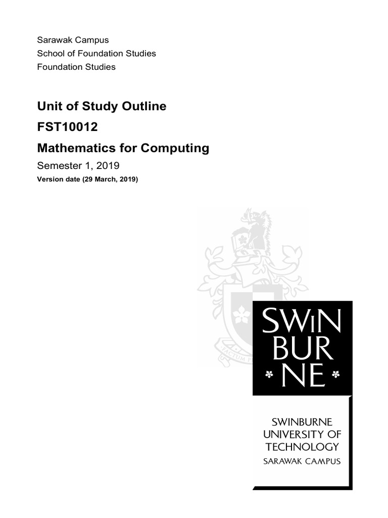 Mathematics for Computing Syllabus 2019 | PDF | Mathematics | Plagiarism