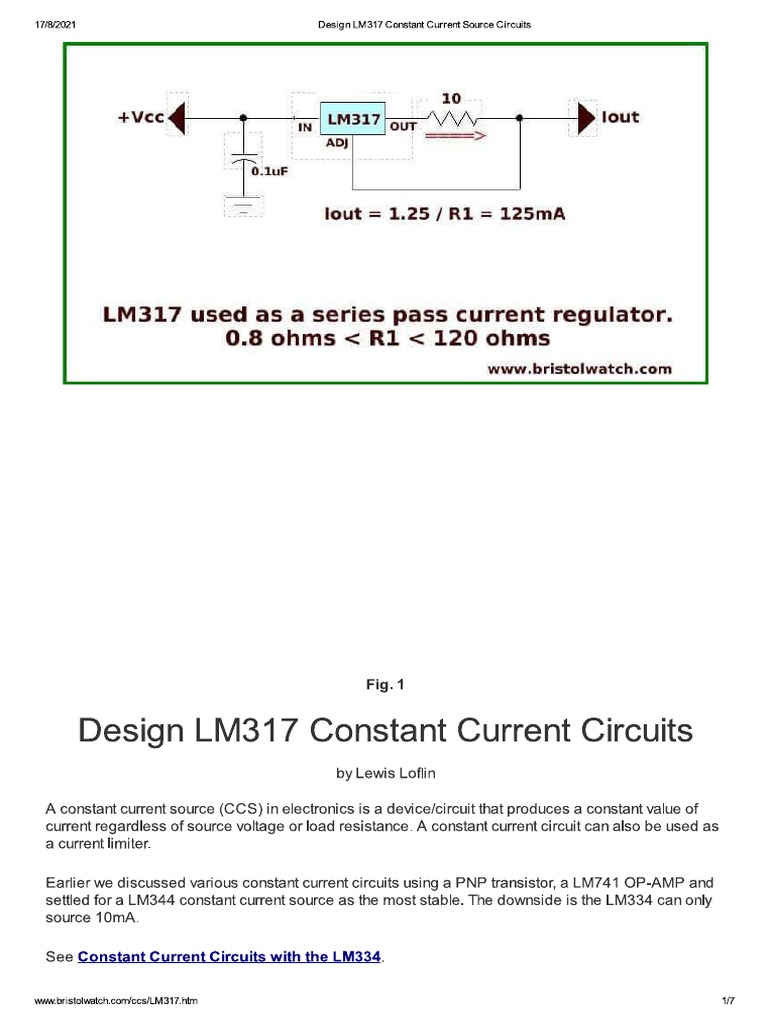 Design LM317 Constant Current Circuits PDF