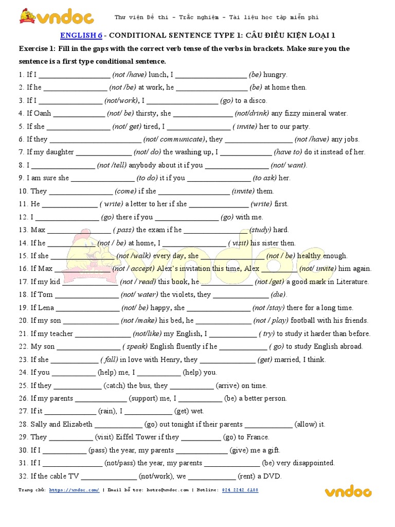 Conditional Sentences Type 1 Exercises | PDF