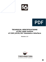 Technical Specifications of The Cable System of CAN j1939/S6 Telematics Interface