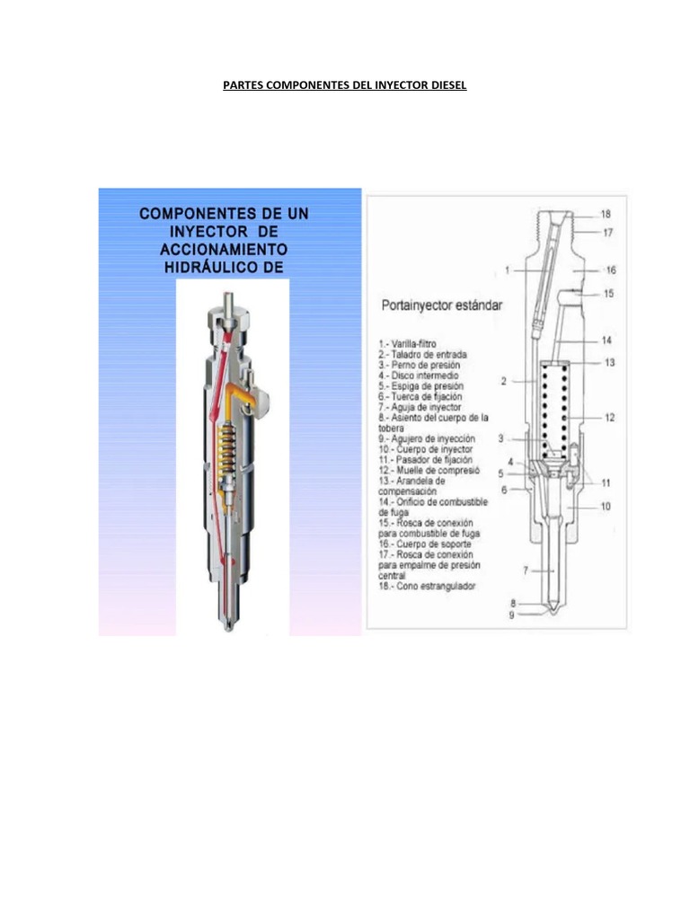 Partes Componentes Del Inyector Diesel | PDF