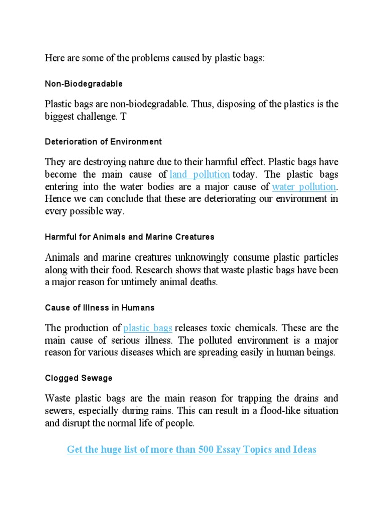 Harmful Effects of Plastic Bags | PDF | Pollution | Sewage