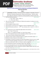 Important Questions Unit-1: I Introduction: Algorithms, Analyzing Algorithms, Complexity of Algorithms, Growth of