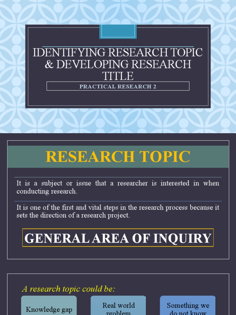 Identifying Research Topic & Developing Research Title | PDF ...