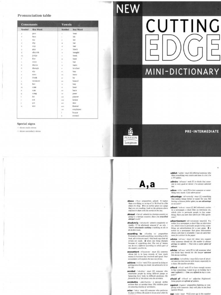 New Cutting Edge Pre Intermediate Mini Dictionary PDF