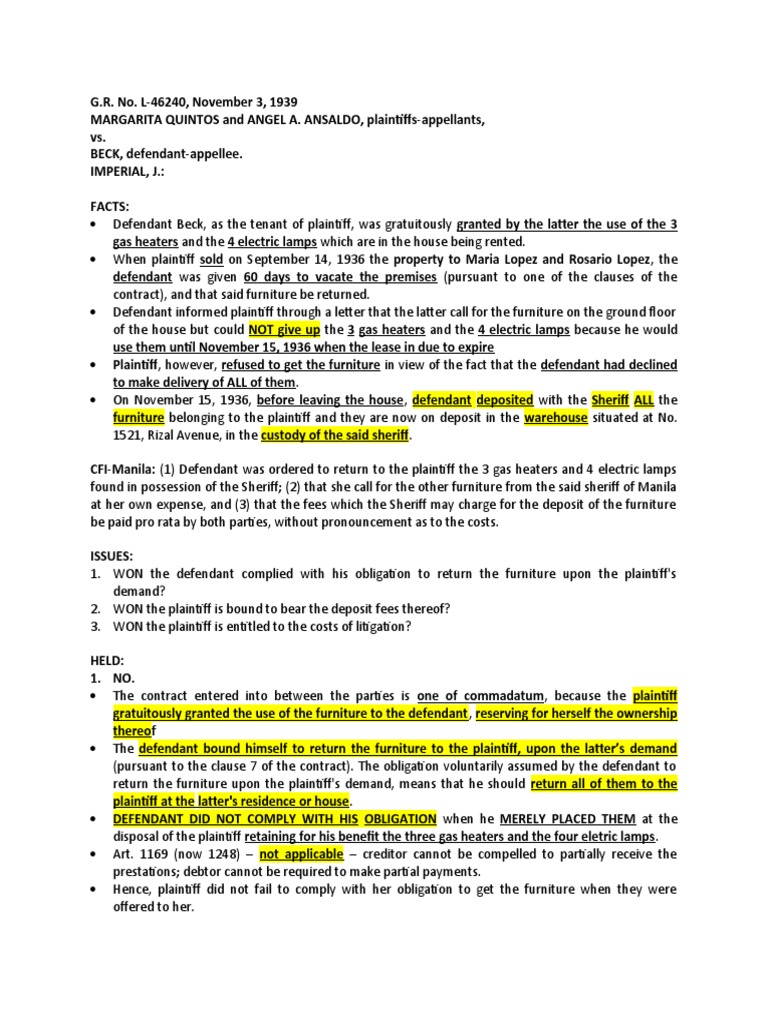 Quintos v. Beck (G.R. No. L46240, November 3, 1939) PDF Government