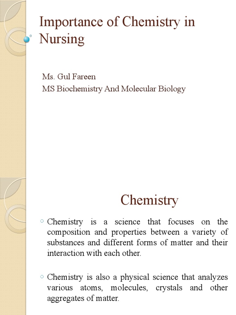 Importance of Chemistry in Nursing Download Free PDF Chemistry
