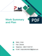 Work Summary and Plan: Name: Imran Post: Director Telephone: +8801711947157