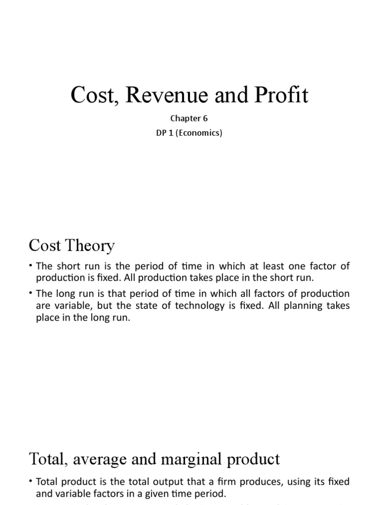 Cost, Revenue, and Profit Analysis | PDF | Marginal Cost | Average Cost